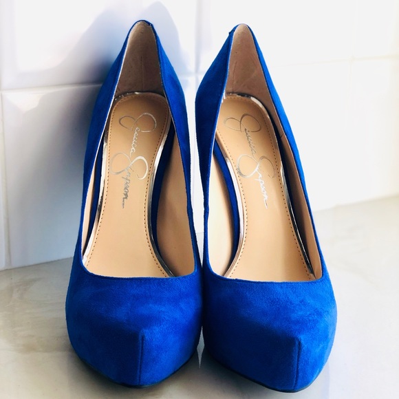 JESSICA SIMPSON Blue Suede Pumps - Picture 2 of 3